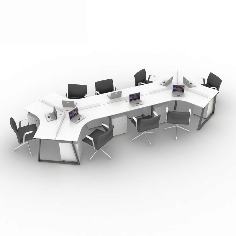 Employee table card shaped office desk office card position corner creative staff table chair