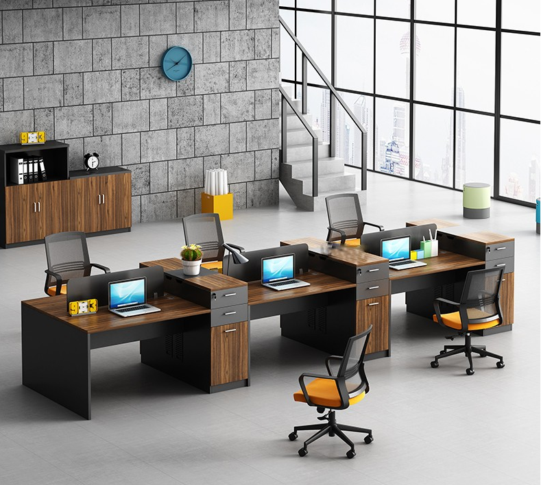 Office station with cabinet multi-function staff table company staff card seat plate high cabinet combination table and chair