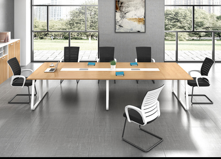 Office furniture, steel wood combination meeting table, reception desk, chair, long strip table, reception desk, large training desk