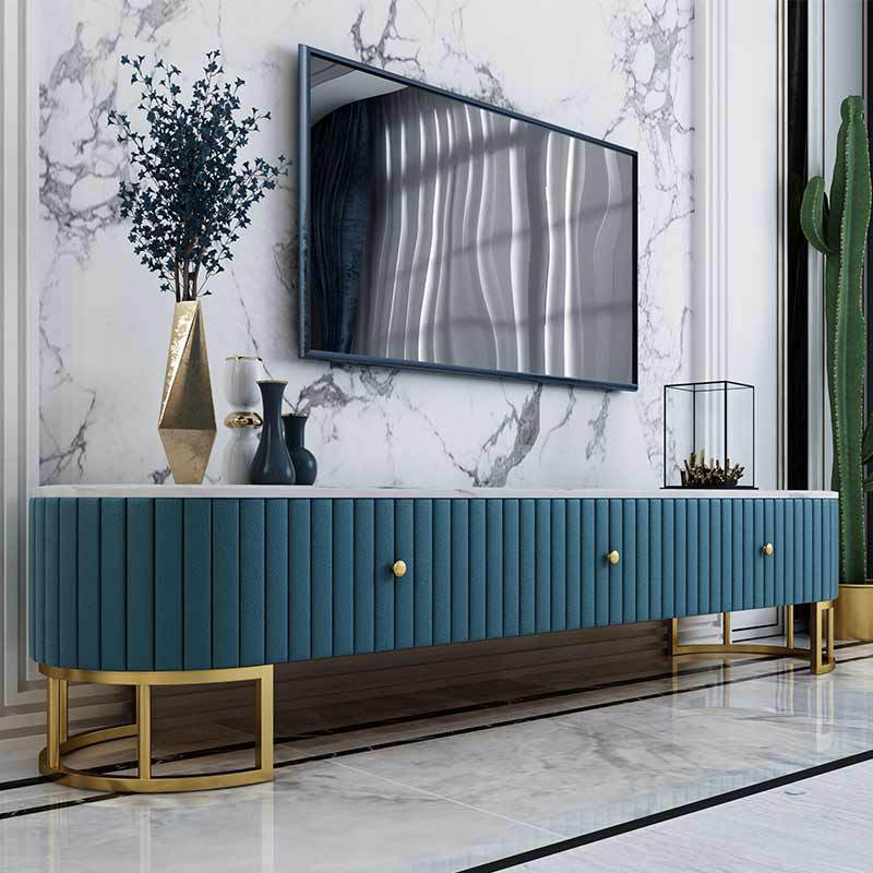 Light luxury marble tea table TV cabinet small family postmodern combination