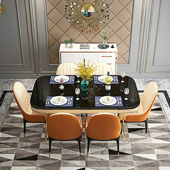 Postmodern Dining Table and Chair Combination Set Solid Wood Rectangular Marble Dining Table Light Luxury Furniture Small Household Dining Table