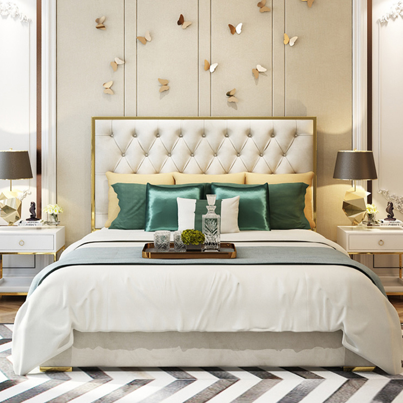 Postmodern  luxurious double beds with leather art beds