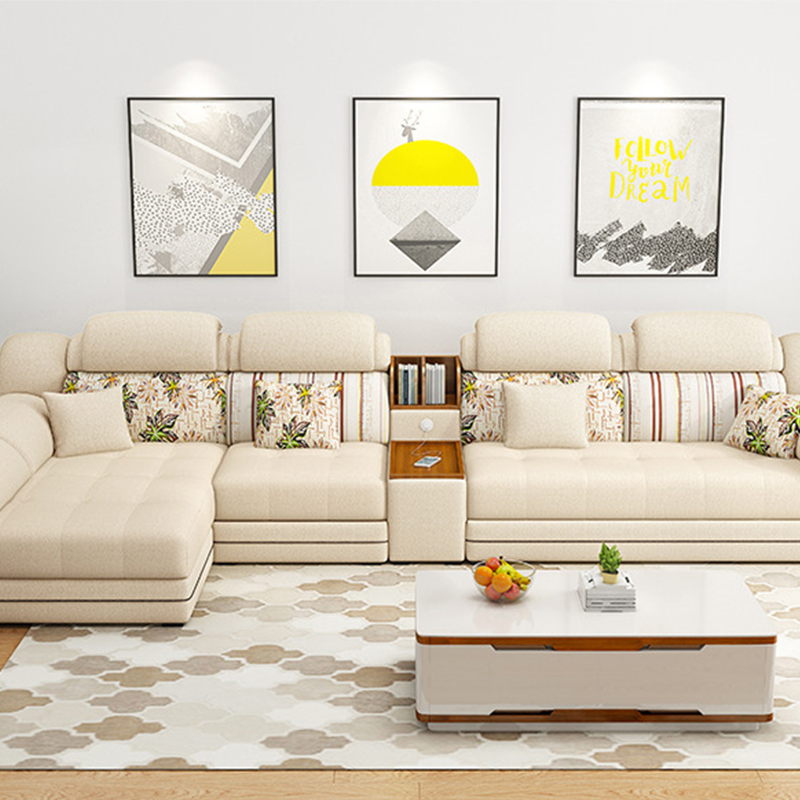 Latex cloth art small sofa 3.4m living room suite small household cloth sofa 3.2m corner creative suite furniture
