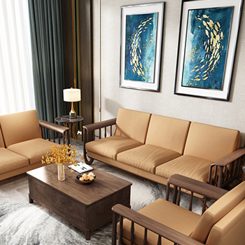 Nordic Triple Italian Down Dermal Sofa Head Cowhide Modern Chinese Solid Wood Art Sofa Combination