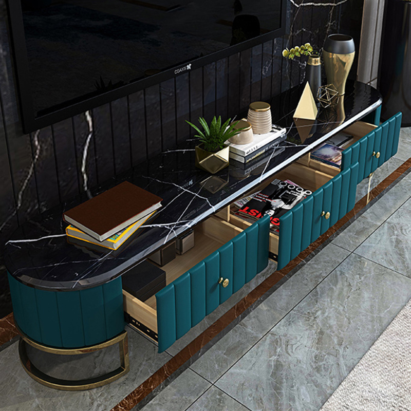 Postmodern Luxury Tea Table Modern Simple Marble Tea Table TV Cabinet Combination Set Creative Stainless Steel Furniture