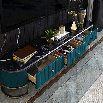 Postmodern Luxury Tea Table Modern Simple Marble Tea Table TV Cabinet Combination Set Creative Stainless Steel Furniture
