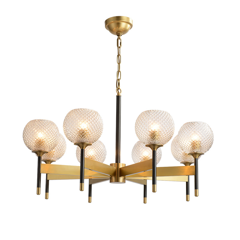 Chandelier living room lamp post modern crystal lamp atmosphere restaurant lamp American copper lamp bedroom art lamp
