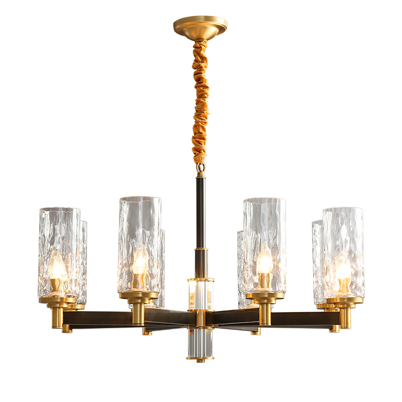 Copper crystal chandelier American style living room chandelier simple design retro copper lamps