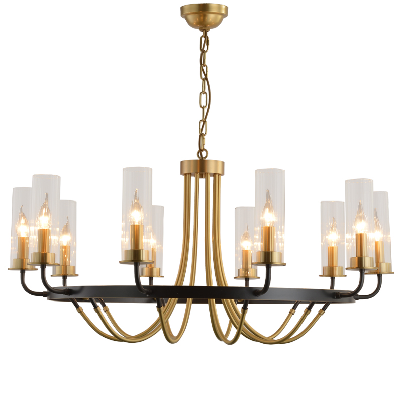 Light luxury copper chandelier living room personality creative pure copper restaurant bedroom lamp