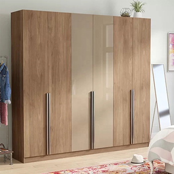 Large capacity wood wardrobe closet with swing doors
