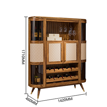 Modern luxury home living room furniture solid zebra wooden red wine display cabinet
