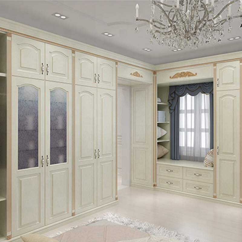 Custom classic style bedroom furniture solid wood wardrobe design