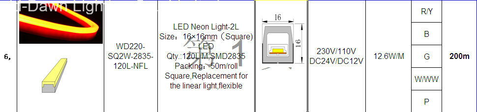 Ce EMC LVD RoHS Two Years Warranty New LED Flex Neon (WD220-SQ2W-2835-120L-NFL)