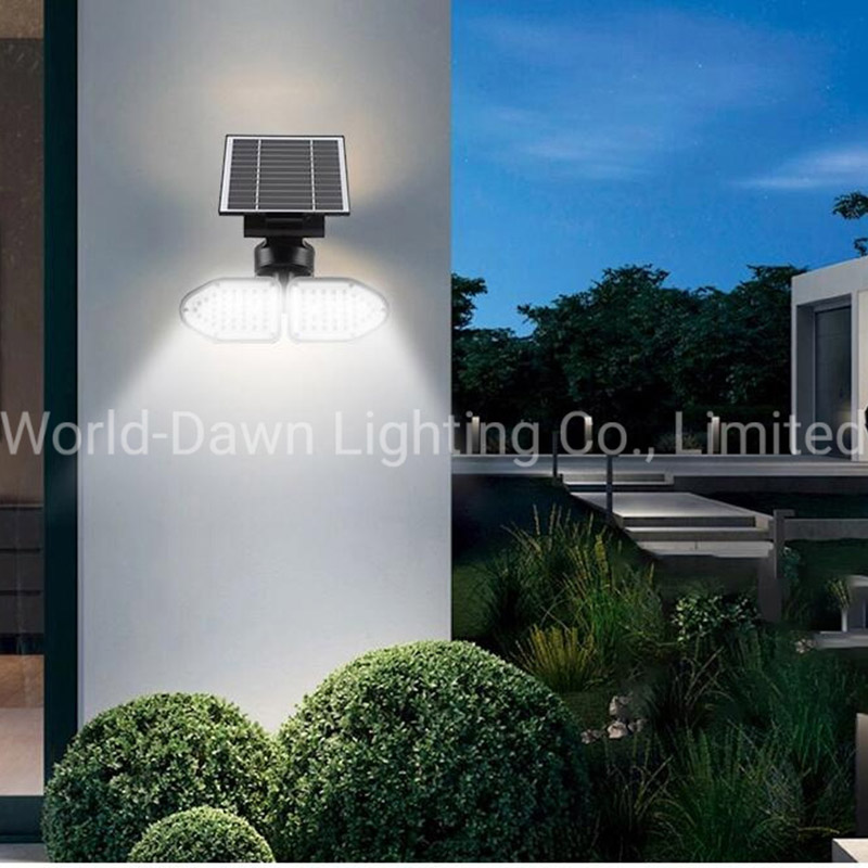 SMD3030 72 PCS LEDs 20W IP65 Automatic Charging Double Head Solar LED Light with Motion Sensor Wall Garden Light