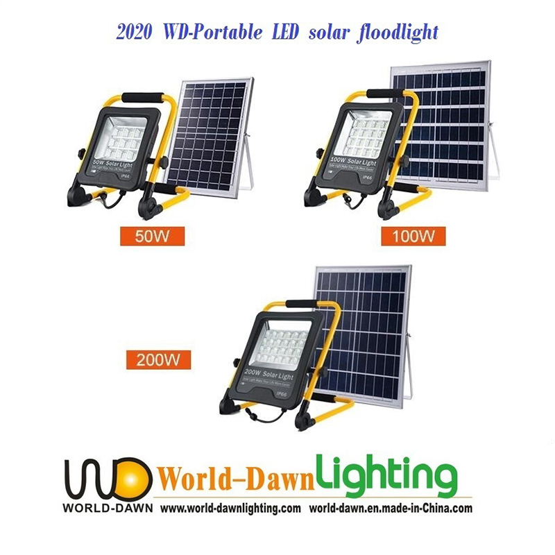 High Quality Outdoor Stadium Camping Emergency IP65 Waterproof 50W 100W 200W Portable Solar LED Floodlight
